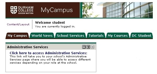 Administrative Services Screen