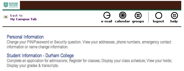 Personal Information Screen