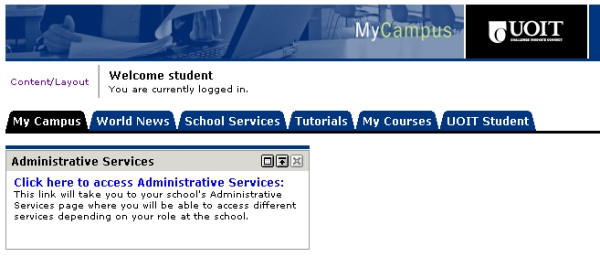 Administrative Services Screen