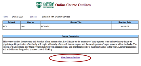 Click on View Course Outline