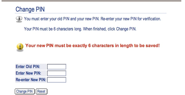 Promote to enter your Old password and a New password screen